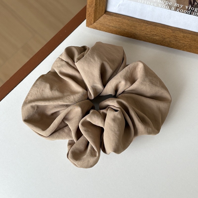 Women Creamy Glossy Cloth Scrunchies Low Ponytail Hair Ties Solid Color