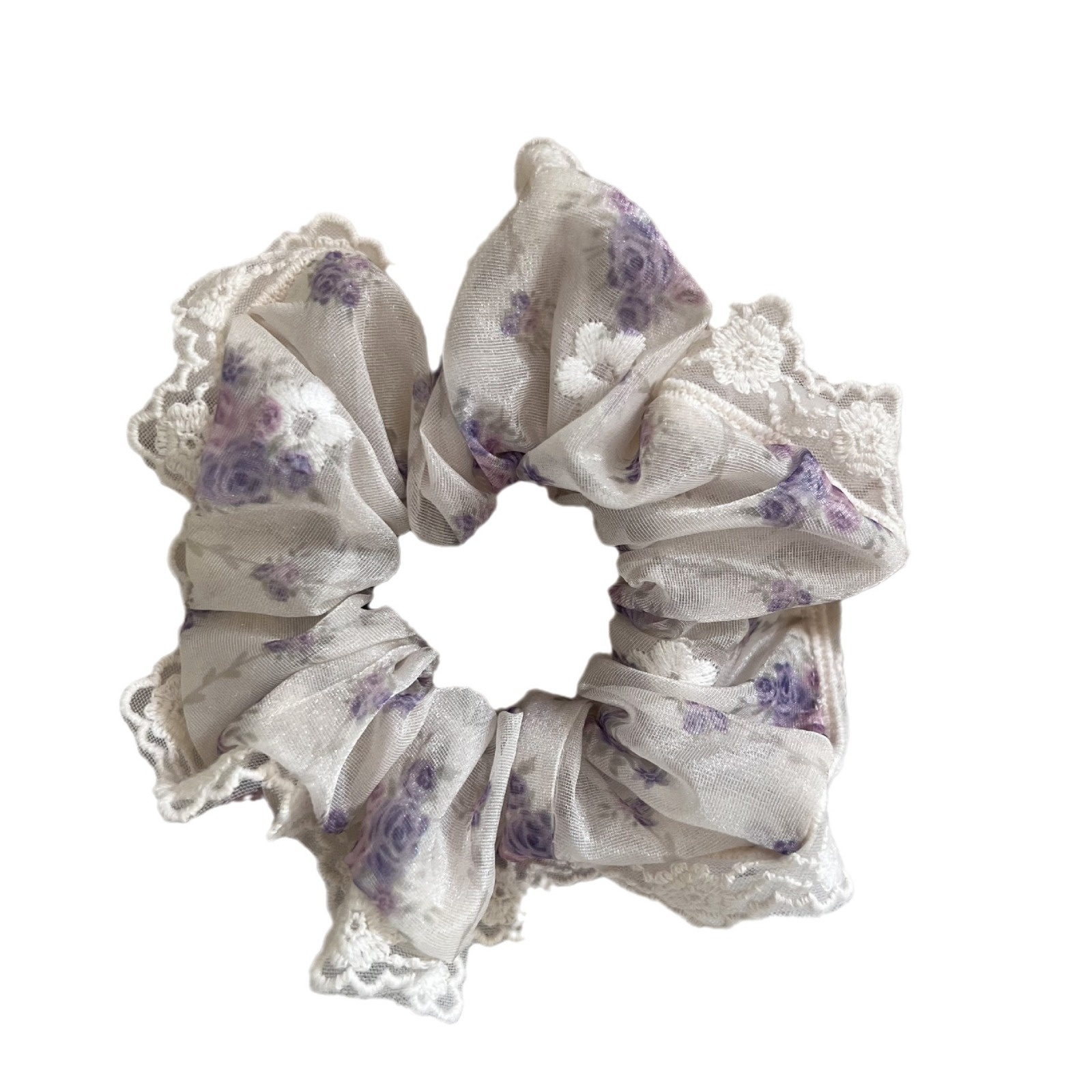 Women's French Lace Floral Elastic Headband for Ponytails and Buns