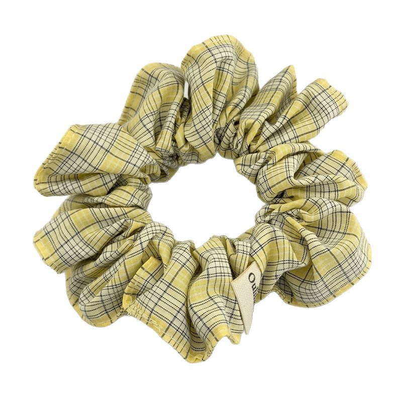Women's Sweet Spring Cloth Hair Tie Accessory Yellow & Green Plaid