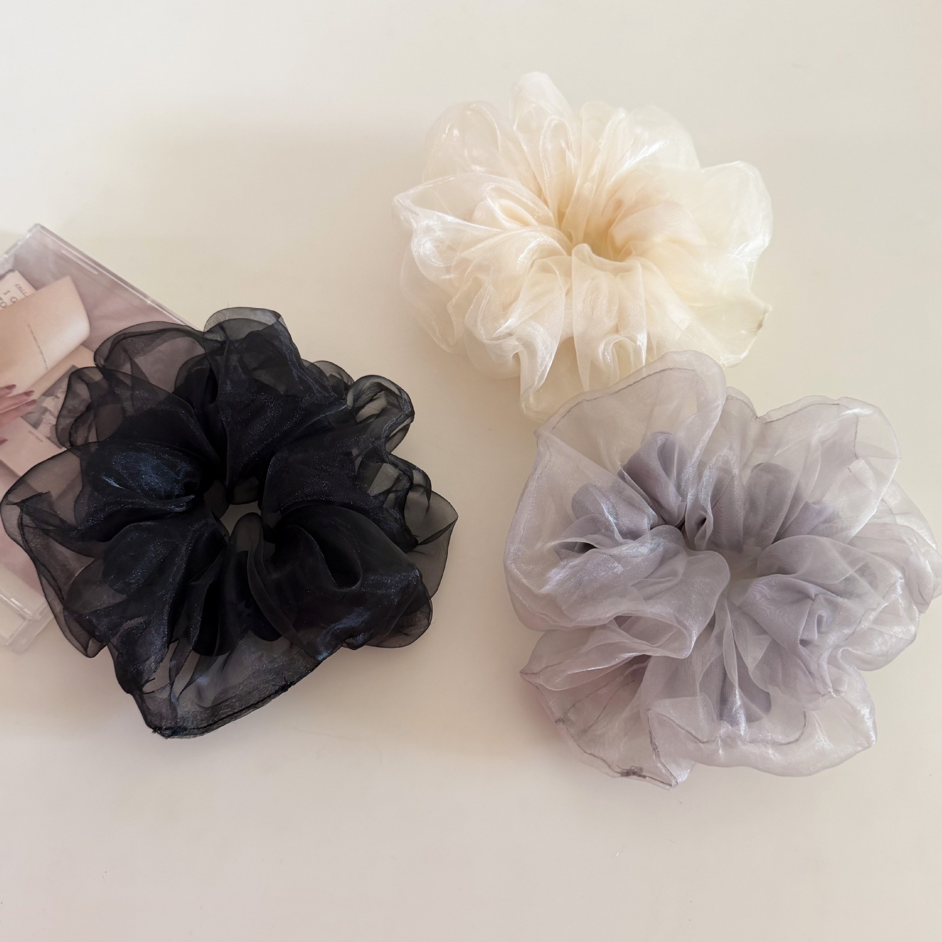 Women's Elegant Fairy Style Gauze Hair Tie Comfortable Solid Color Scrunchie