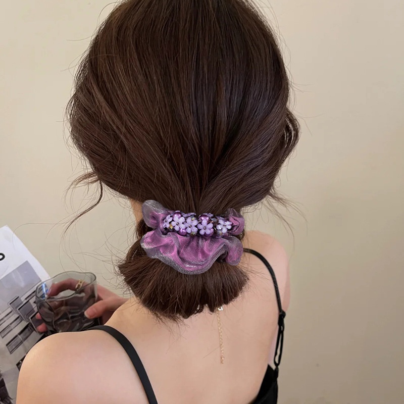 Women's Daily Handmade Organza Hair Tie Scrunchie Shiny Flower