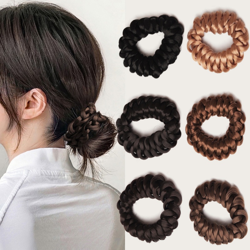 Women's Volumizing Braided Wig Bun Hair Ring Elastic Twist Pattern