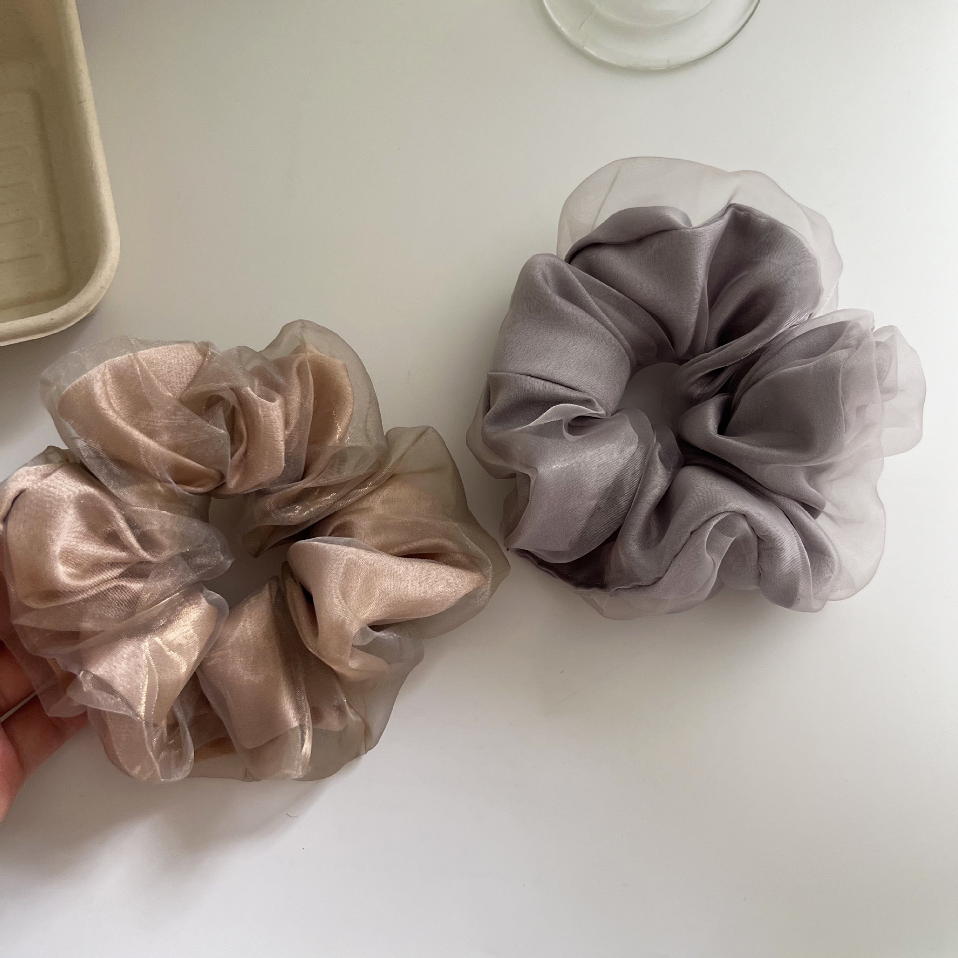 Women's Soft Double Layer Gauze Hairband Multifunctional Hair Tie Solid Colors