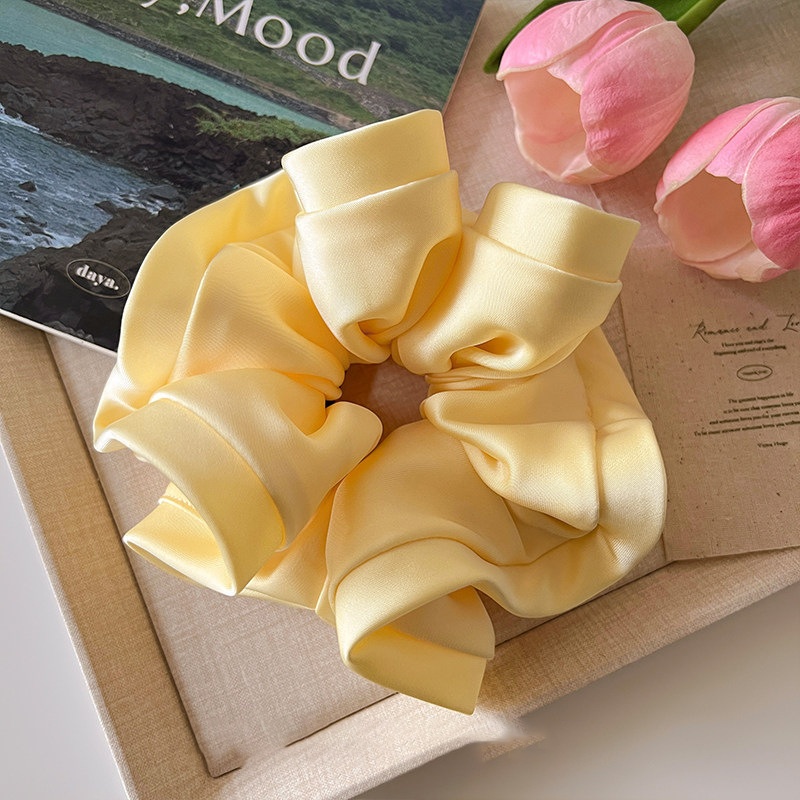 Women's Spring Summer Satin Scrunchie Hair Tie Sweet Blue Floral