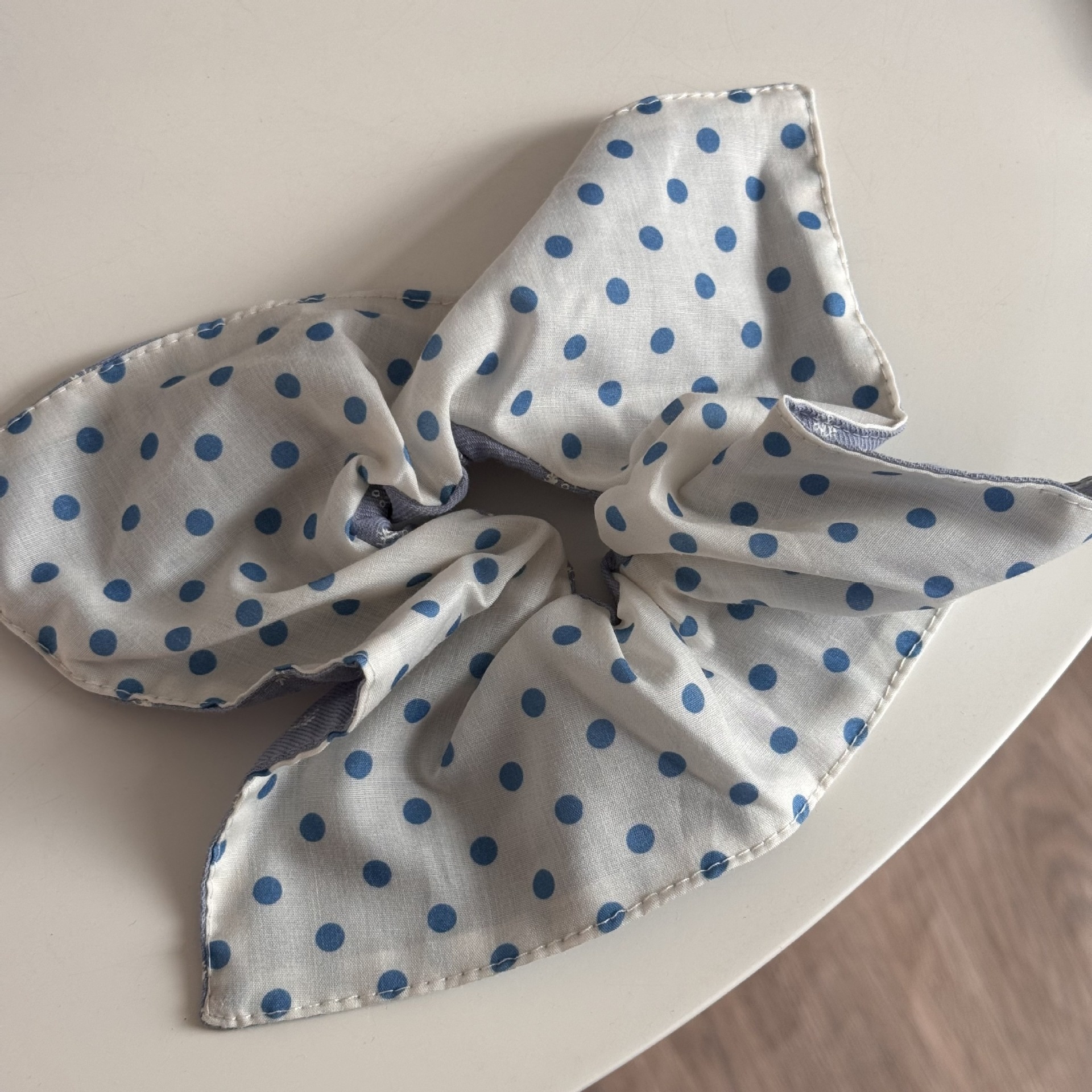 Women's Spring Cloth Bubble Braid Hair Tie Blue Ditsy Floral Polka Dots
