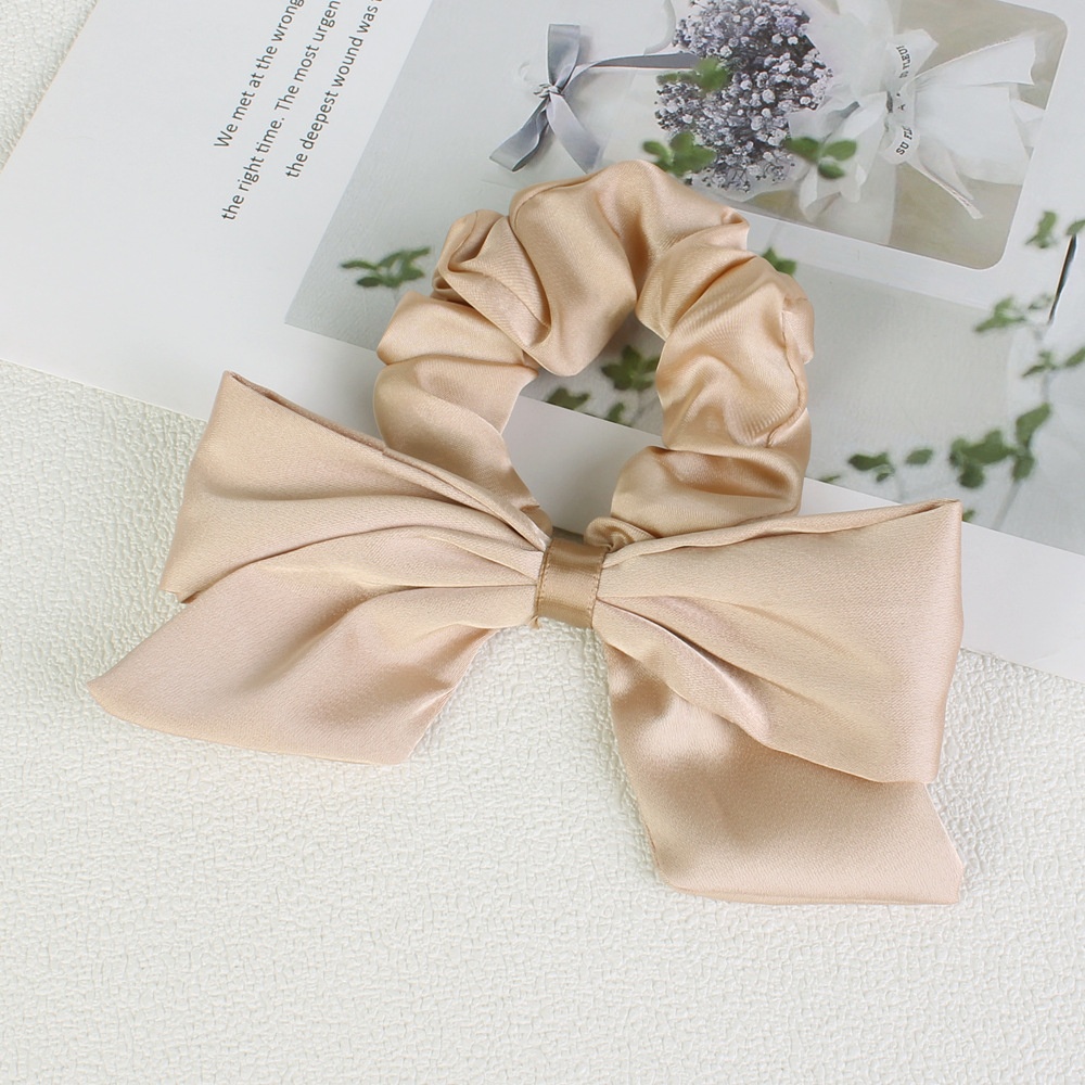 Women's Elegant French Cloth Bowknot Hair Tie Autumn Accessory Beige