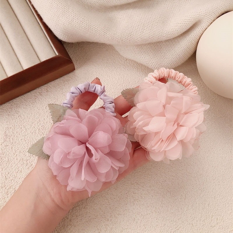 Women's Handmade Spring Ponytail Scrunchie Large Magnolia Flower