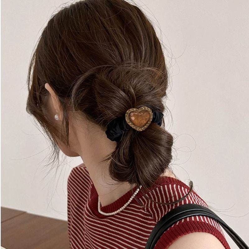 Women's Alloy Styling Hair Tie Heart Shape Coffee Dark Blue Green