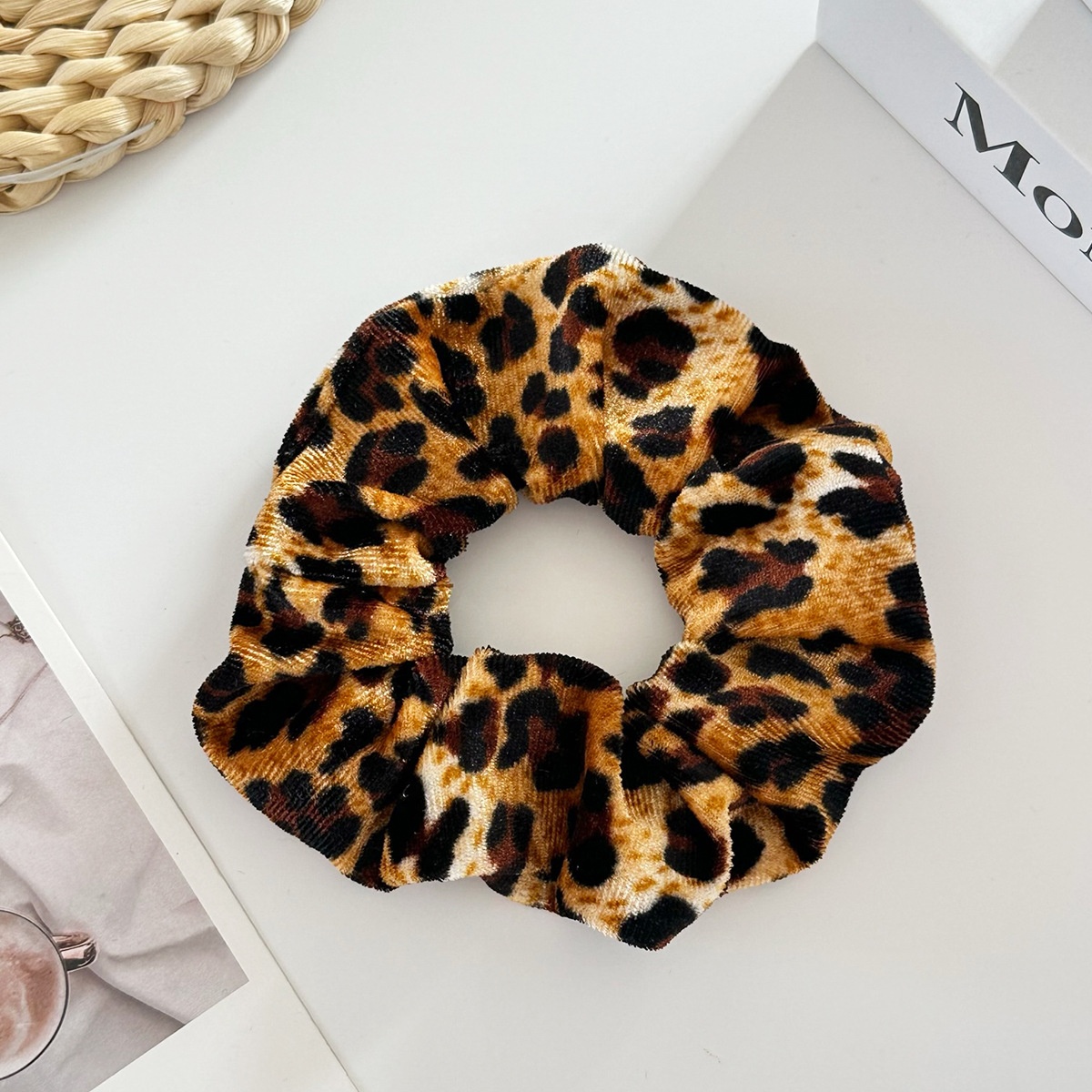 Women's Autumn Winter High Elastic Velvet Hair Tie Leopard Pattern
