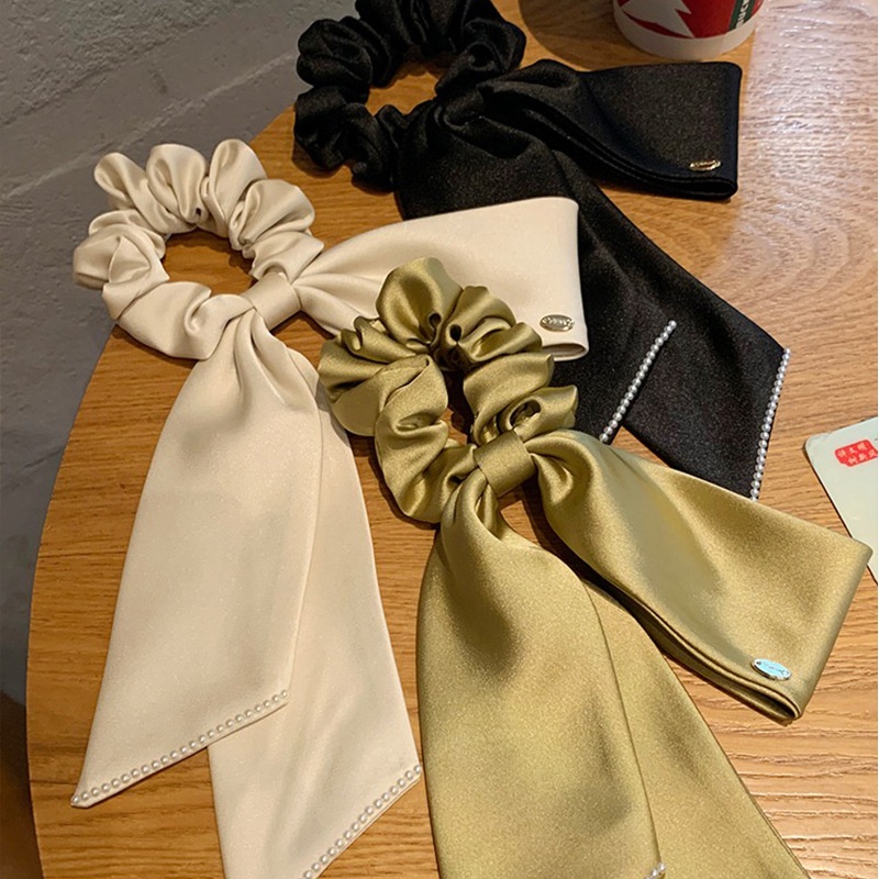 Women's Daily Elegant Pearl Bowknot Cloth Hair Tie Solid Color