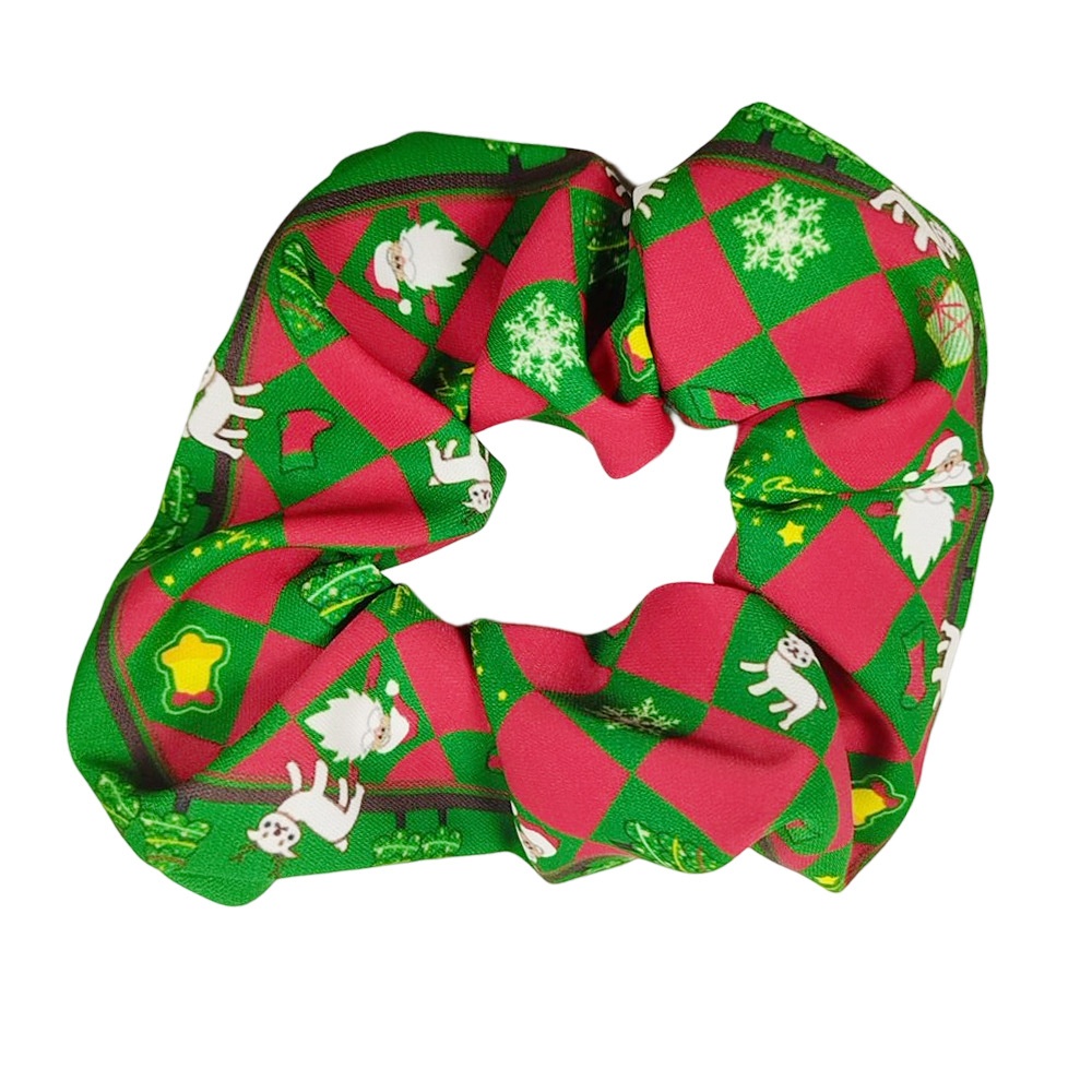 Women's Christmas Cloth Scrunchie Festival Hair Tie Solid Color