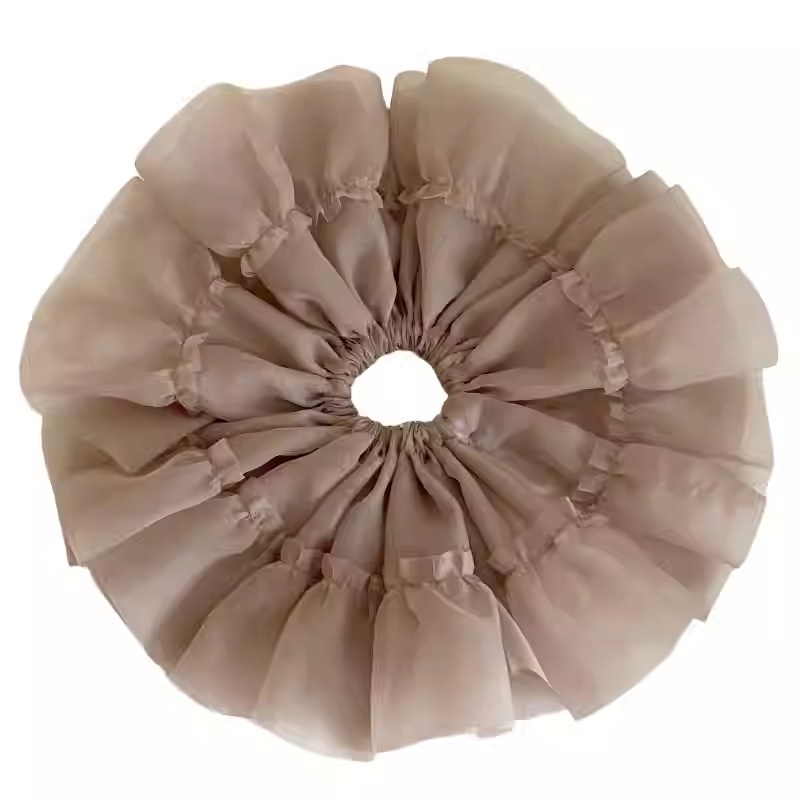 Women's Summer Sheer Gauze Large Fluffy Ponytail Scrunchie Solid Color