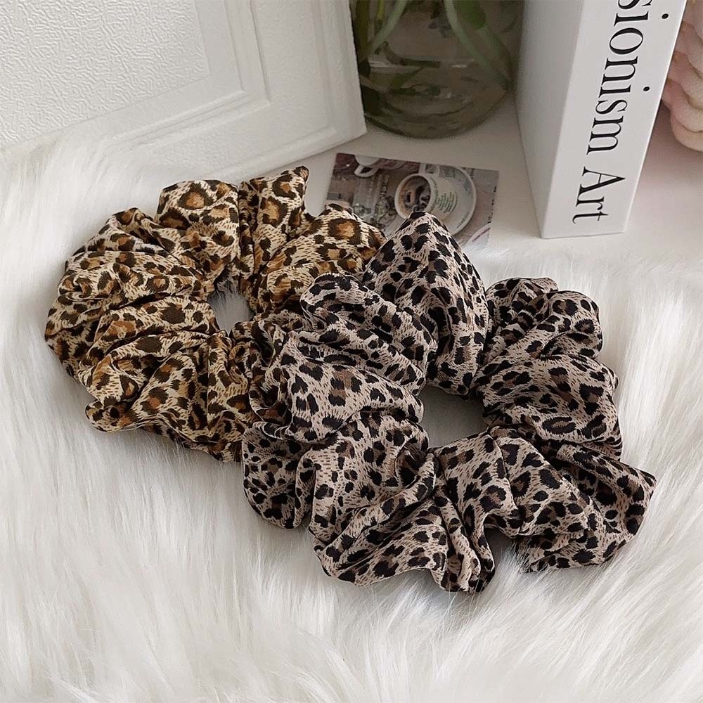 Women's Oversized Spring Cloth Bubble Braid Hair Tie Leopard Print
