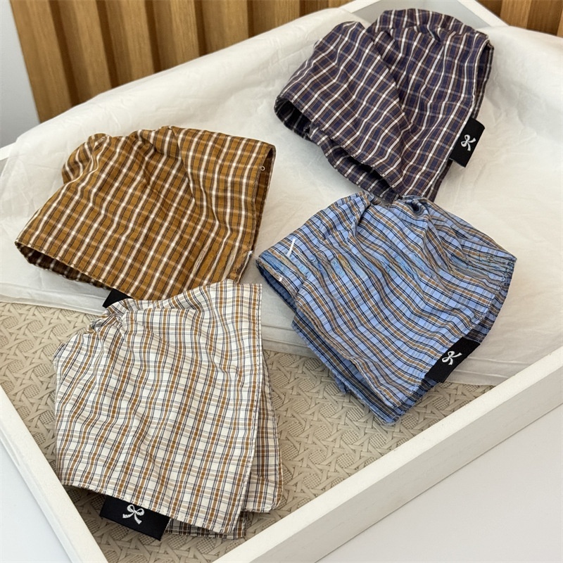 Women's Stylish Cloth Scrunchies Ponytail Holder Checkered Plaid