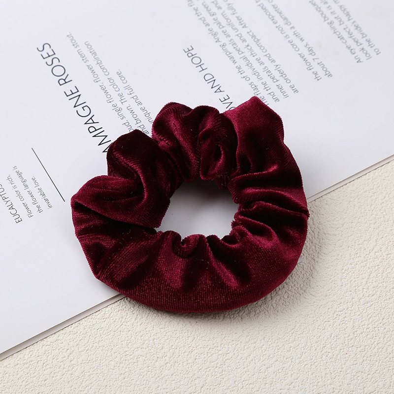 Women's Autumn Winter Velvet Zipper Scrunchie Hair Band Solid Color