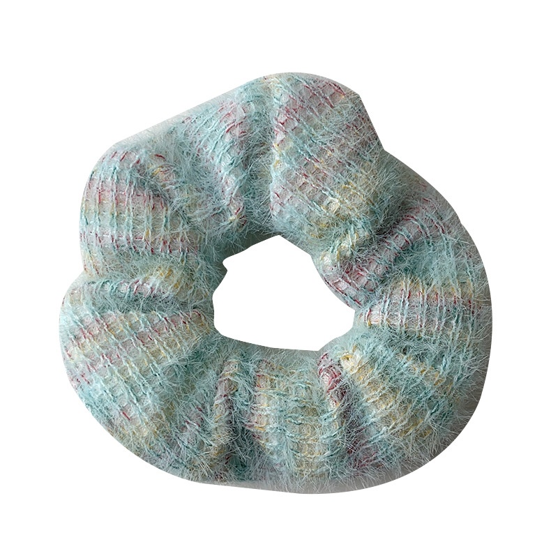 Women's Sweet Plush Rib-Knit Butterfly Knot Color Block Winter Hair Tie