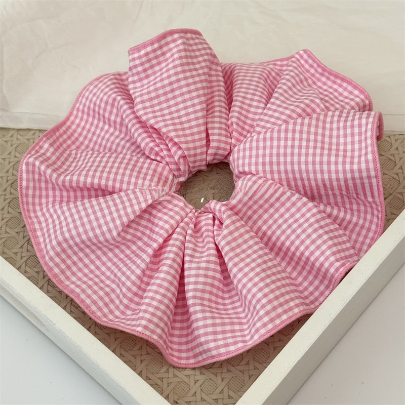 Women's Comfortable Cloth Scrunchies Hair Ties For Daily Wear Checkered Plaid