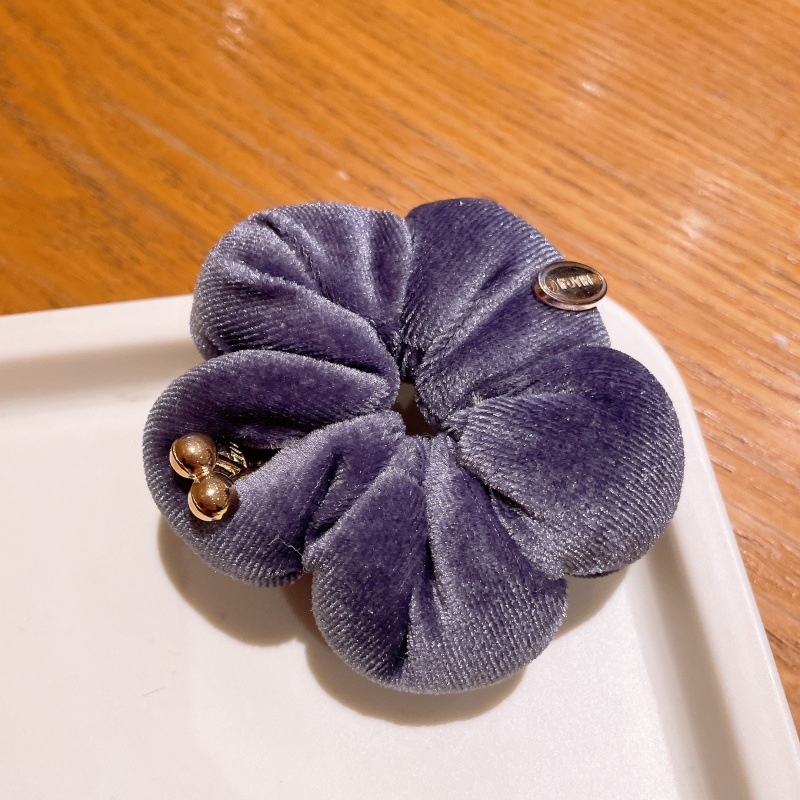 Women's Sweet Velvet Gold Leaf Hair Ties Elastic Fashionable Winter Headwear