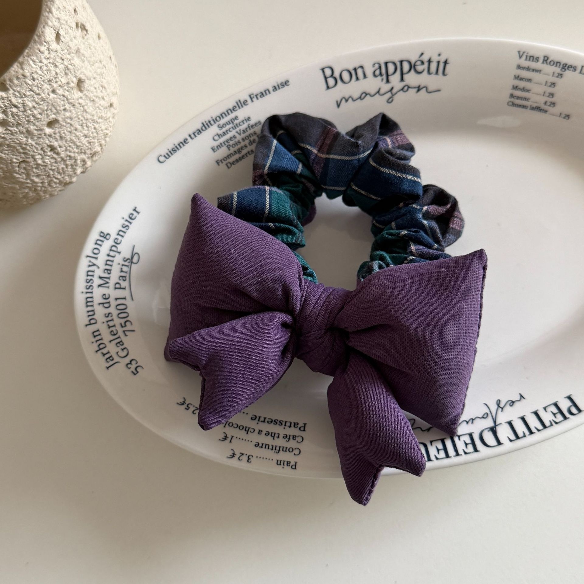 Women's Academy Cloth Scarf Scrunchie Elastic Hair Bands Plaid Pattern