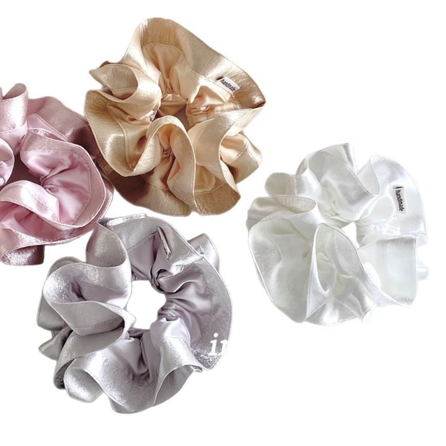 Women's French Style Spring Satin Hair Tie Scrunchie Solid Color