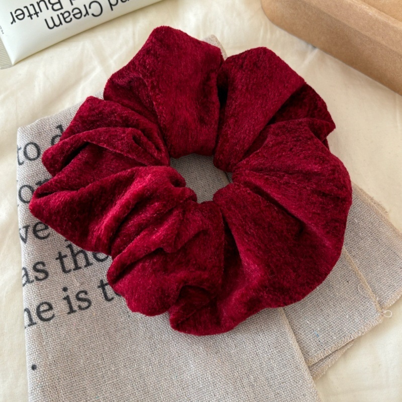 Women's Retro Flannel Hair Tie For Autumn & Winter Solid Black