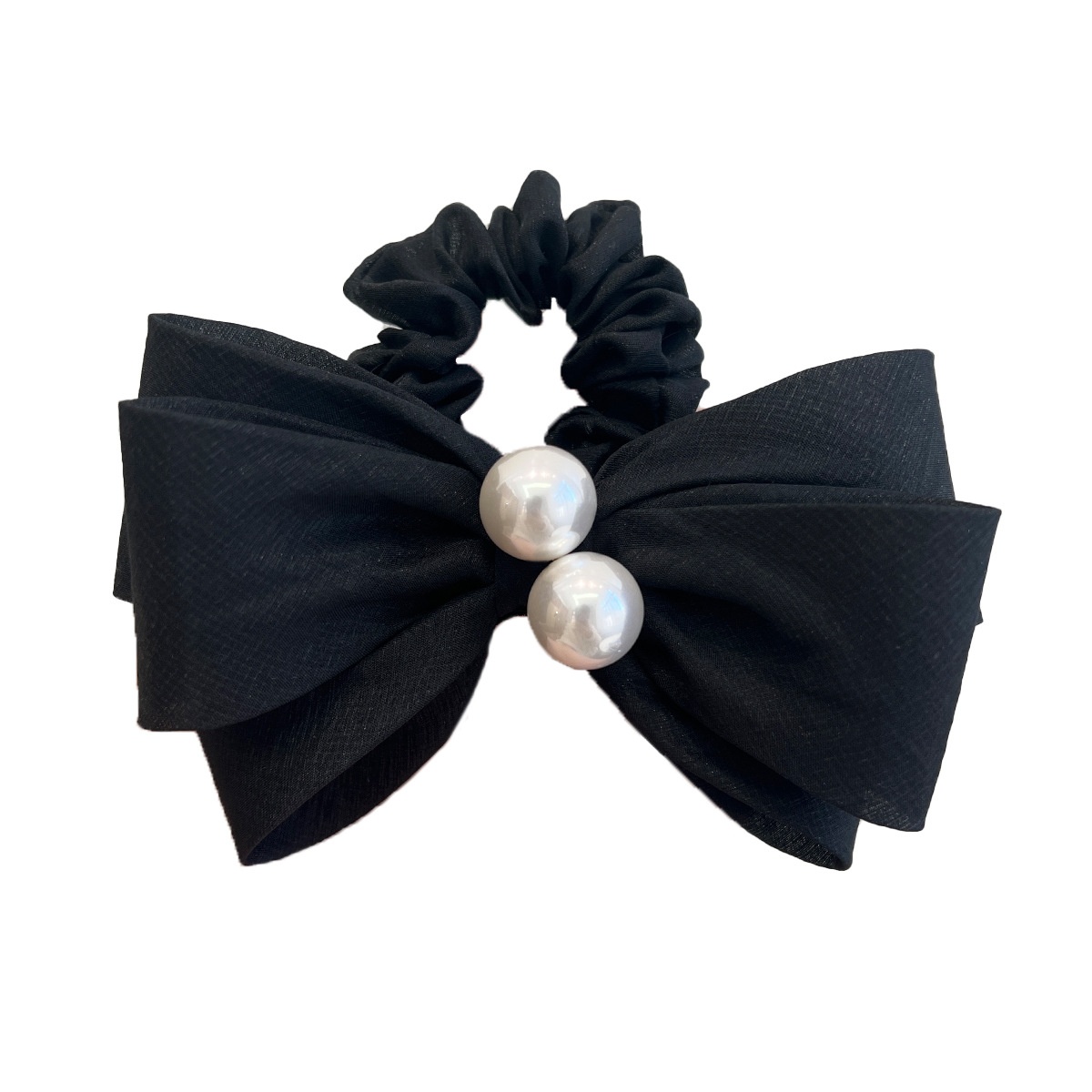 Women's French Pearl Bowknot Hair Ties Elegant Rose Cloth Elastic Band