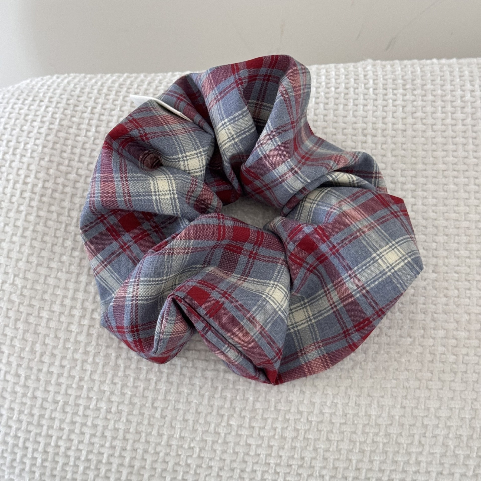Women's Retro Cloth Low Ponytail Bun Hair Bands Dark Plaid