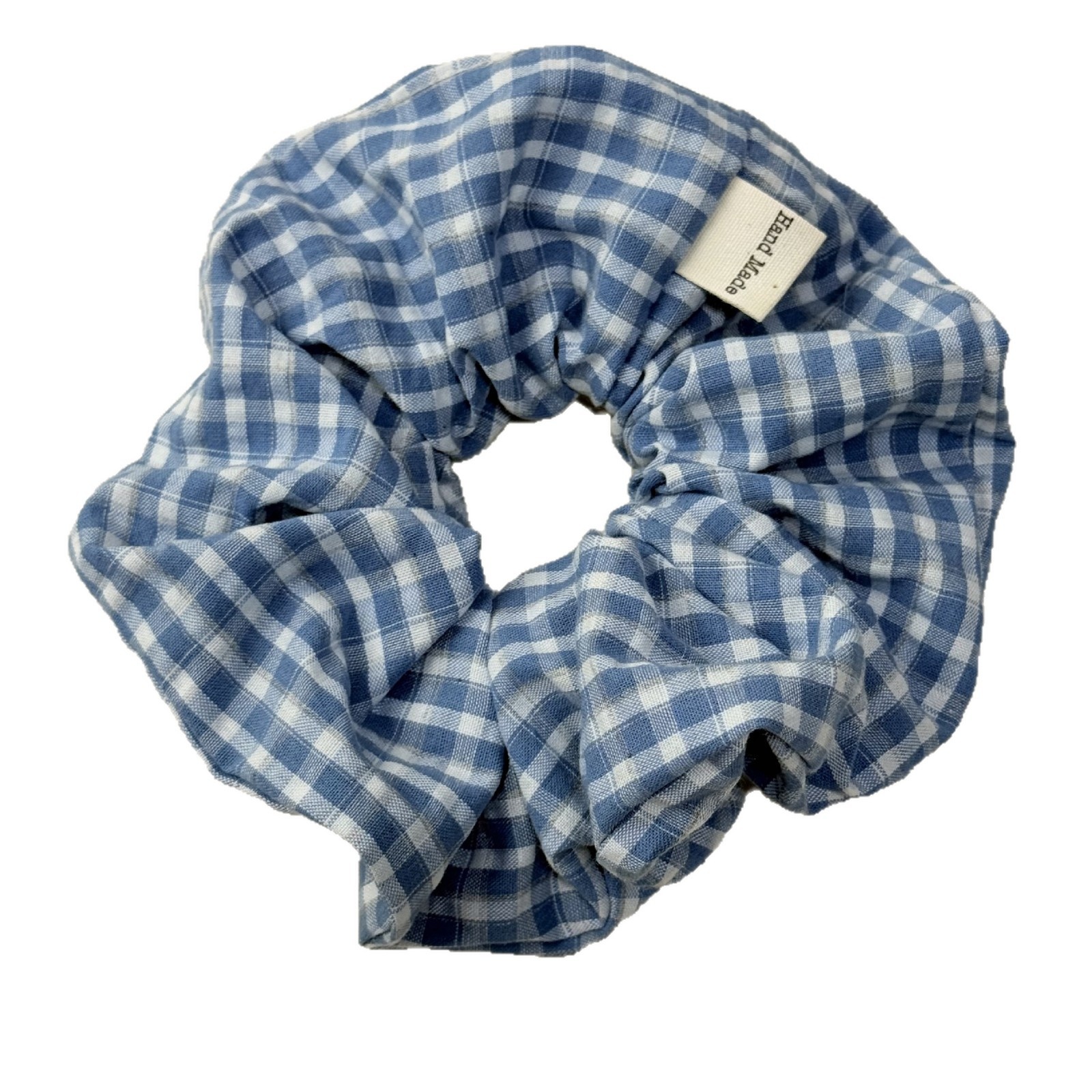 Women Sweet Cloth Hair Band Spring Daily Wear Blue Plaid Pattern