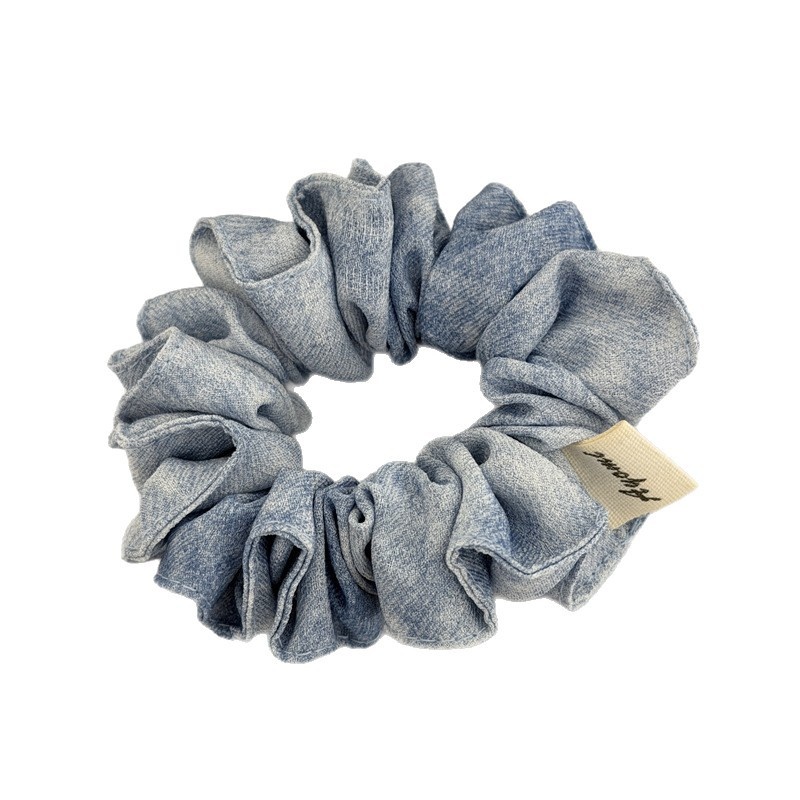 Women's Simple Soft Cloth Spring Scrunchie Hair Tie Grey Blue Tie Dye