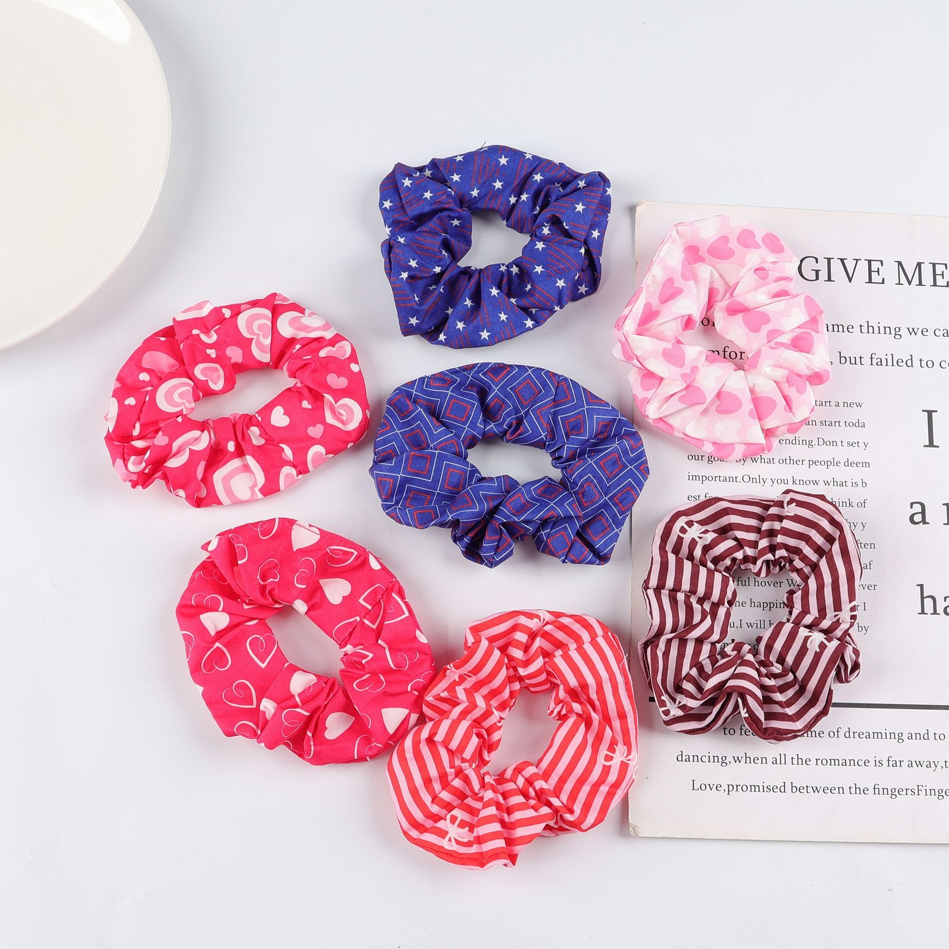 Women Girls Vintage Striped Cloth Headband Geometric Heart Hair Accessories