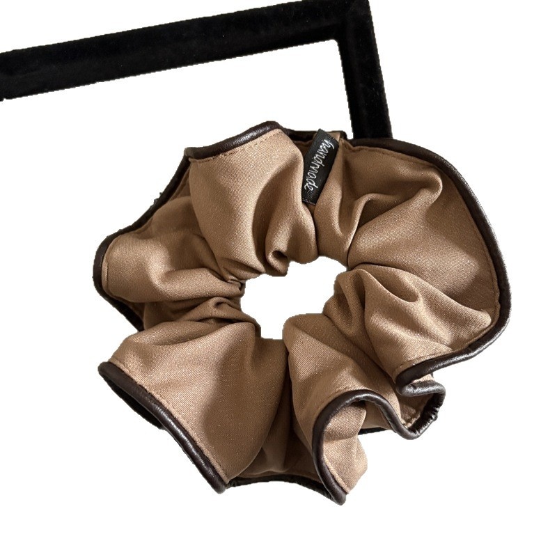 Women's French Style Color Block Hair Tie, Black Cloth Spring Accessory