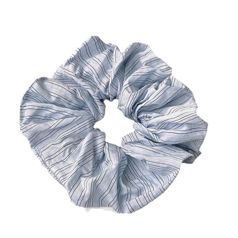 Women's All-Season Cloth Hair Tie For Everyday Wear Blue Striped