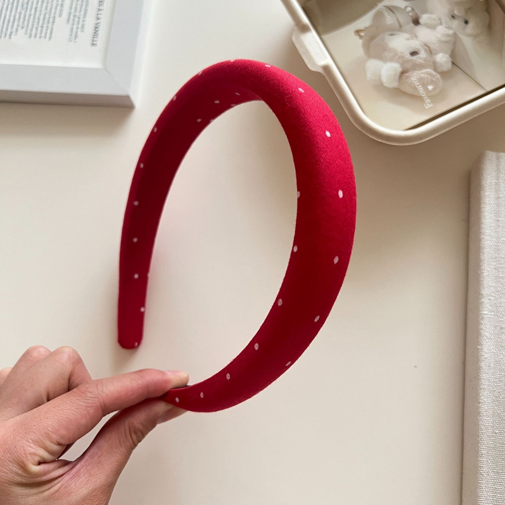 Women's Retro Red Polka Dot Scarf Hair Tie Elegant Cloth Daily Accessories