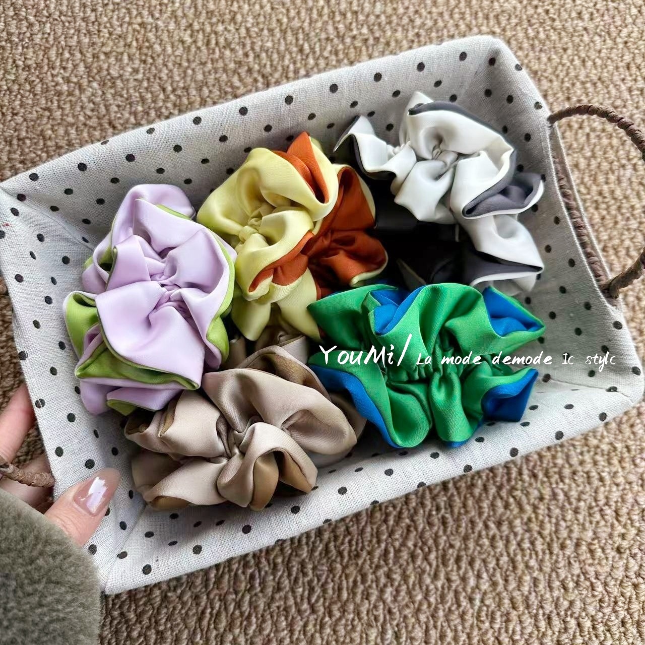 Women's French Style Spring Hair Tie Accessory Elegant Solid Satin