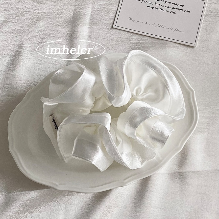 Women's French Style Spring Satin Hair Tie Scrunchie Solid Color