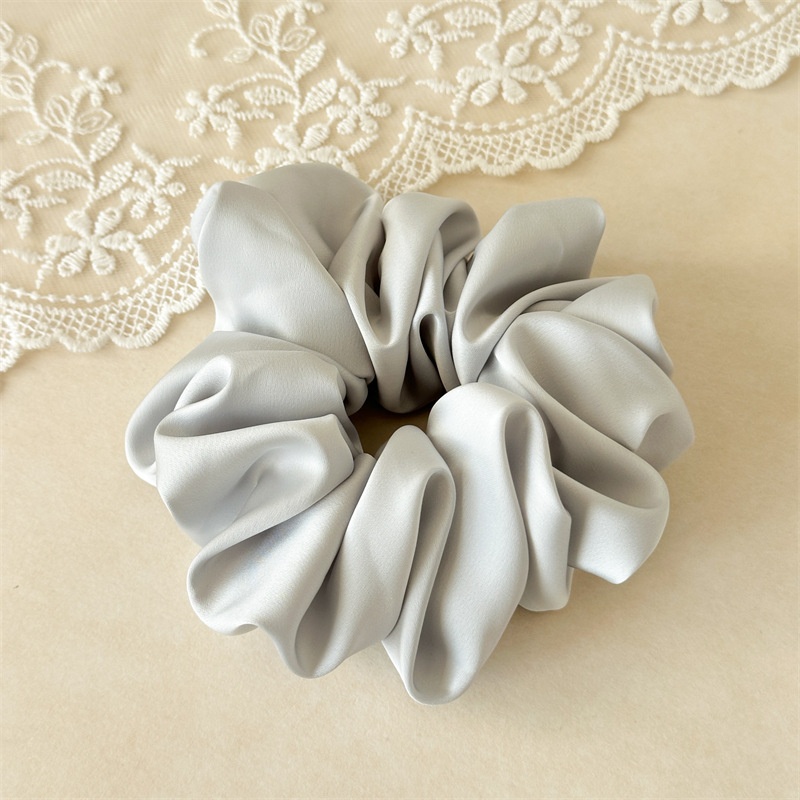 Women's French Style Satin Hair Tie For Spring Daily Wear Solid Beige