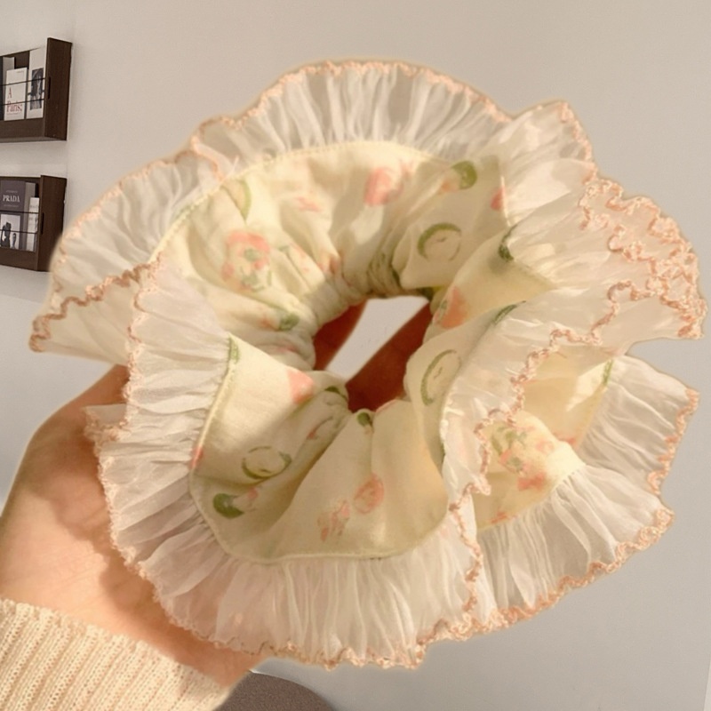 Women's Elegant Large Cloth Scrunchie Banquet Hair Tie Ditsy Floral