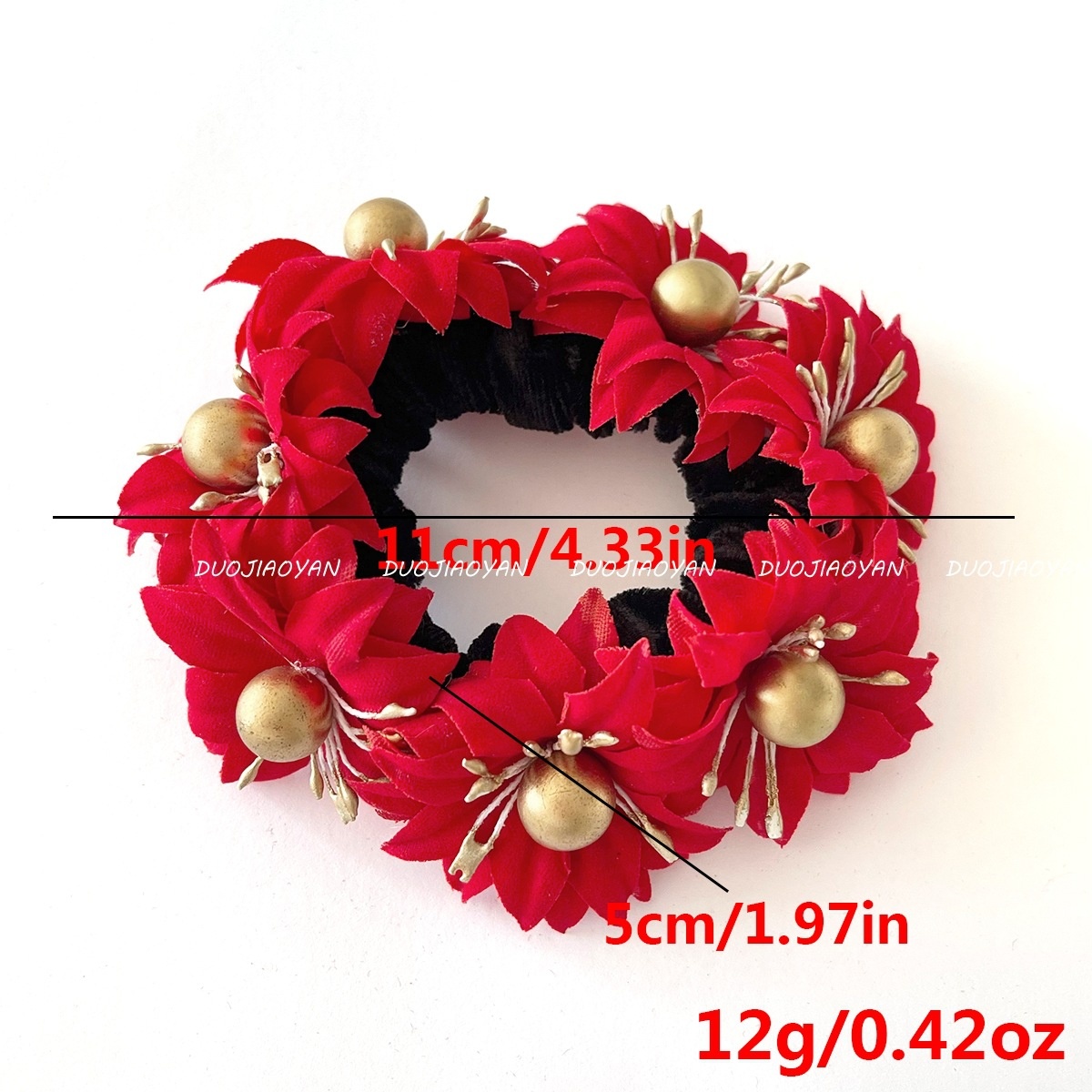 Women's Christmas Bridal Fabric Hairband Red Magnolia Flower