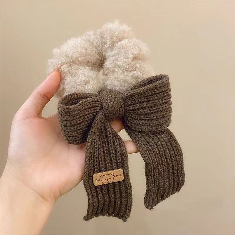 Women's Cute Winter Plush Hair Tie Daily Retro Butterfly Bow Knot