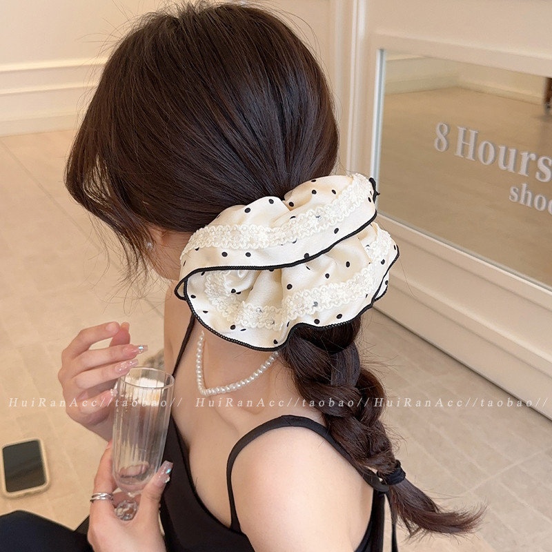 Women's Elegant French Satin Scrunchie High-End Bun Ponytail Hair Tie