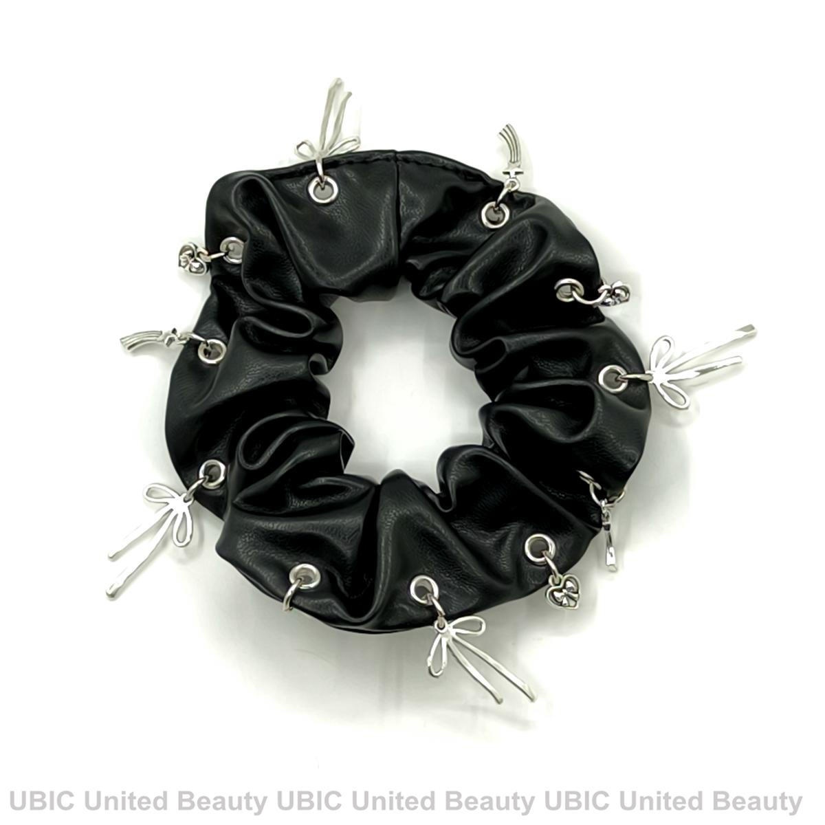 Women's Punk PU Leather Large Bow Elastic Hair Tie Metal Buckle Solid Color