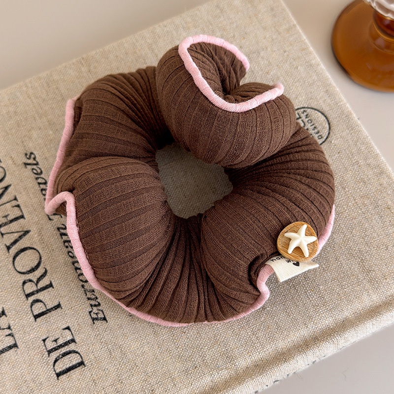 Women's 3D Cotton Filled Sleep Scrunchie Pink Brown Color-Block Starfish