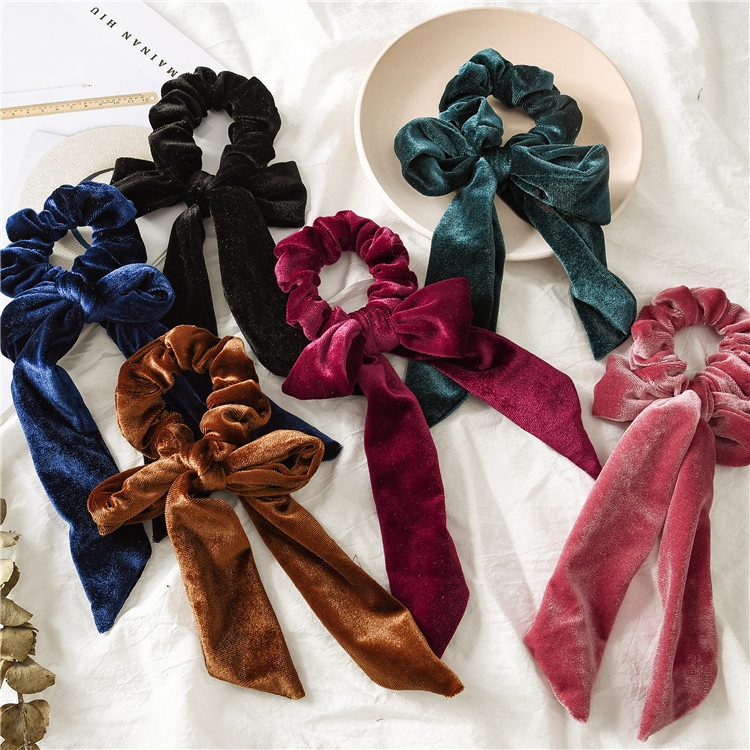 Women's Soft Holiday Hair Tie Accessory Festive Christmas Bow Knot