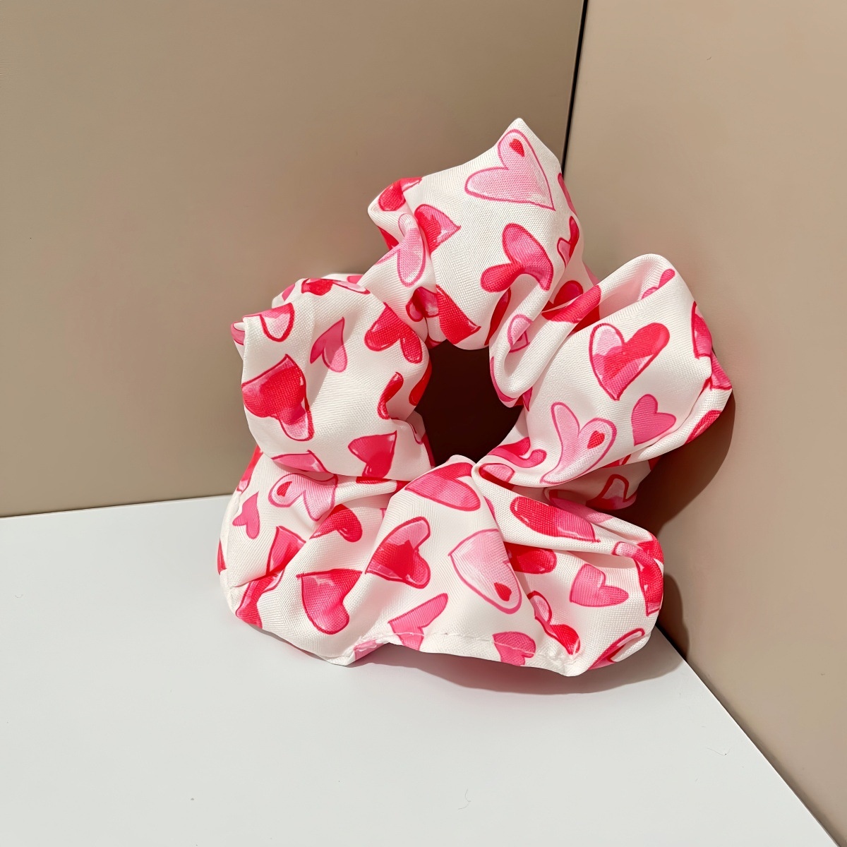 Ladies Fabric Big Bowknot Hair Tie Valentine Rose Heart Floral Print