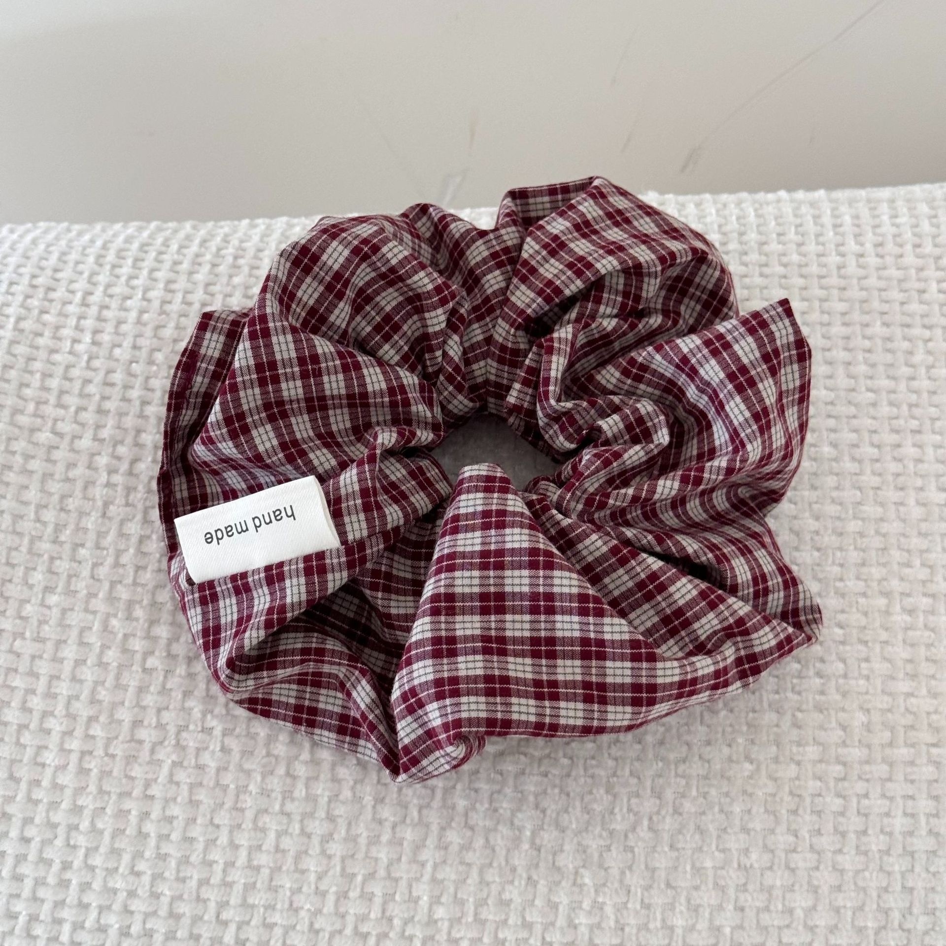 Women's Retro Cloth Low Ponytail Bun Hair Bands Dark Plaid