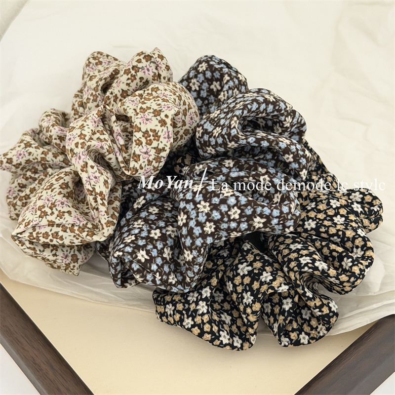 Women's All-Season Fabric Headband Retro Ditsy Floral Coffee Beige Black