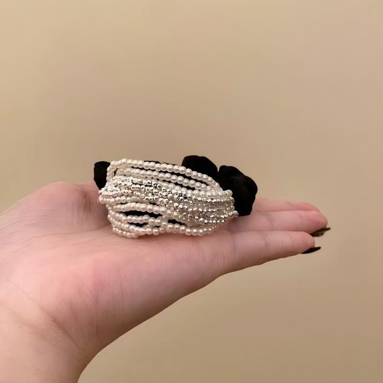 Women's Elastic Pearl Cloth Lazy Hair Tie Autumn Winter Striped Polka Dot