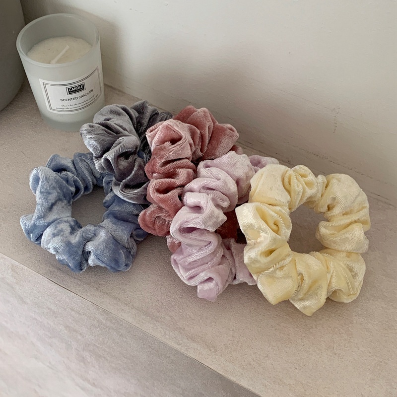 Women's Retro Velvet Hair Tie Scrunchie For Autumn Winter Solid Color