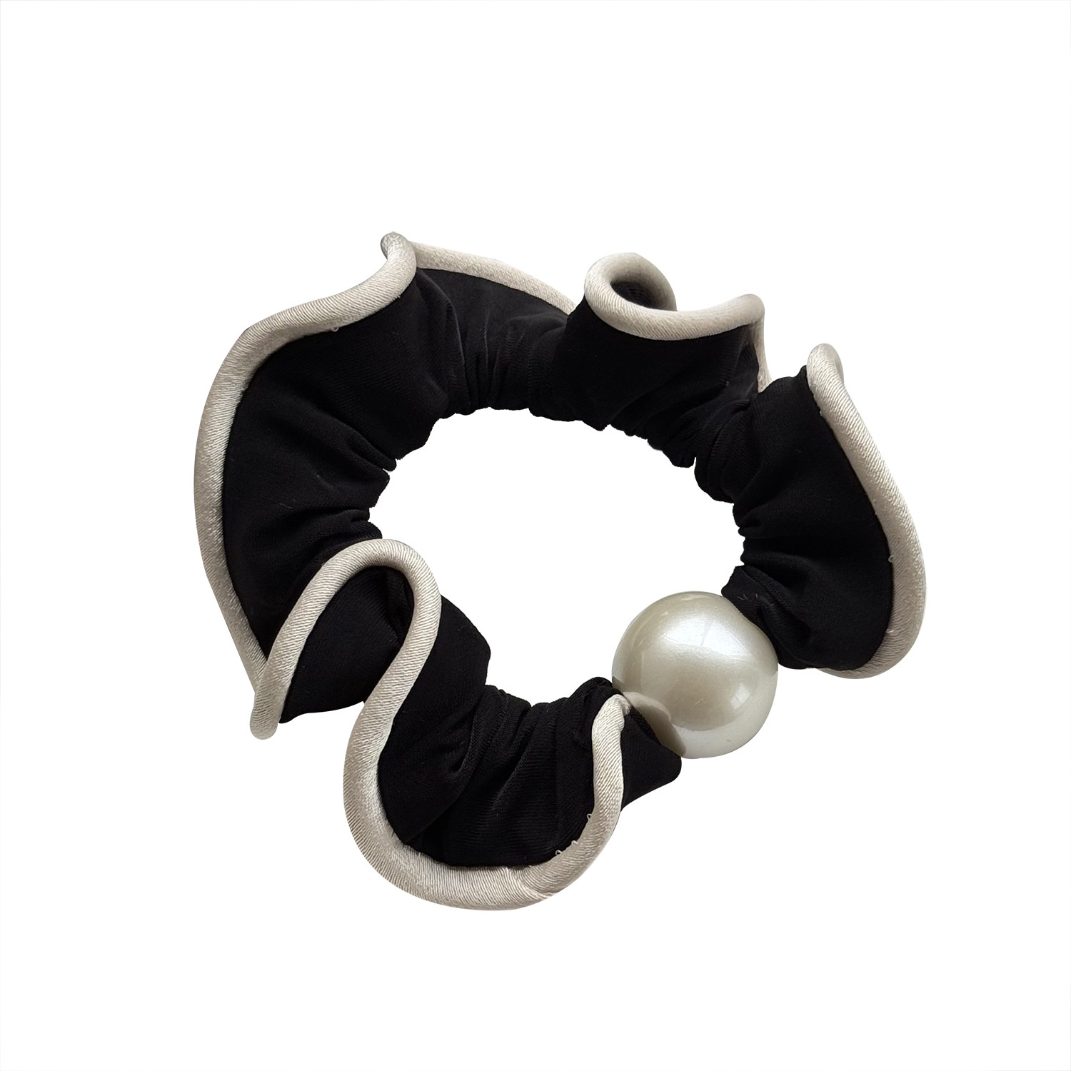 Women Versatile Low Ponytail Elastic Cloth Hair Band Simple Pearl