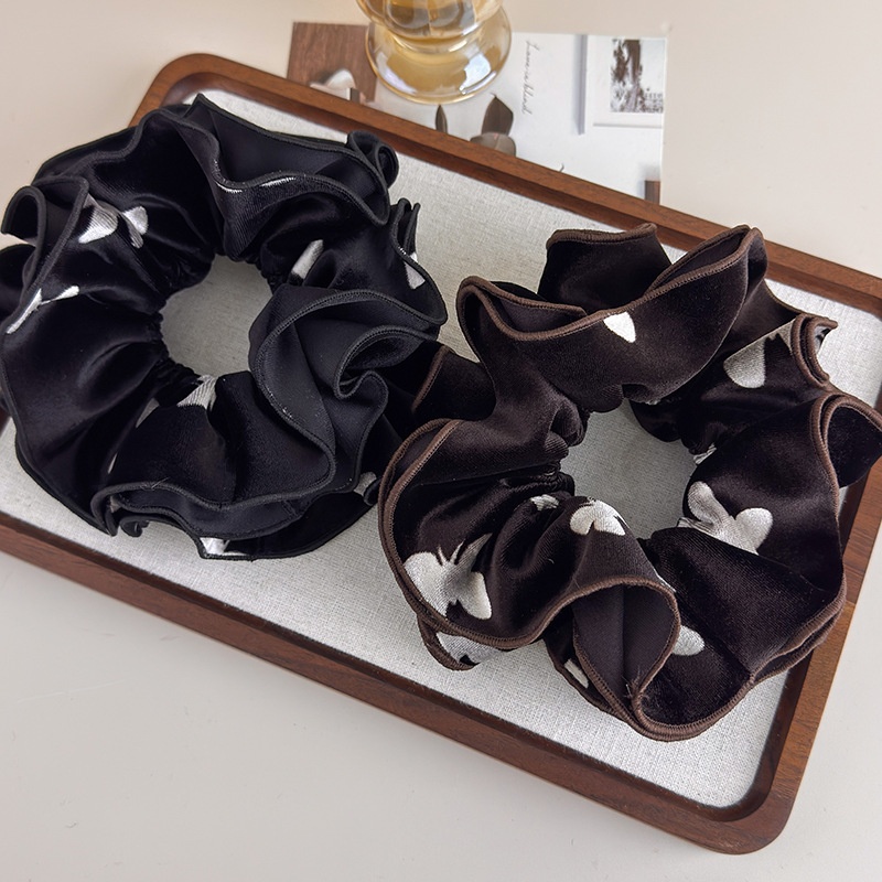 Women's Velvet Oversized Ponytail Scrunchie Floral Butterfly Print